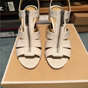 Michael Kors White Women's Zip-Front Strappy Sandals